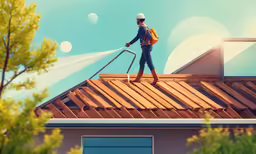 the man is doing something with his hand and hose