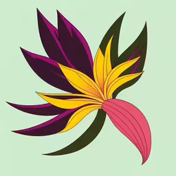 a stylized drawing of an exotic flower,this is an abstract illustration of colorful flowers