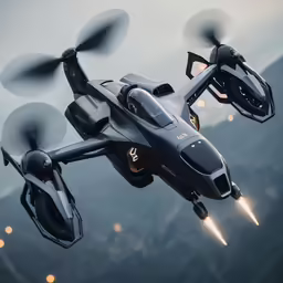 a toy model is flying through the sky