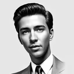 a man in a suit is looking into the camera