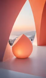 a lamp is set up on top of the table