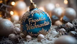 an elaborately decorated christmas ball with the word trouble, nephnarian surrounded by eggs