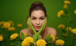 a young woman holding her hands behind her face