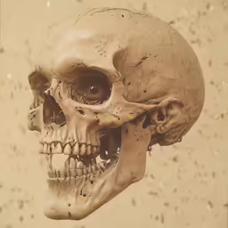 an animal skull with various facial shapes and other details