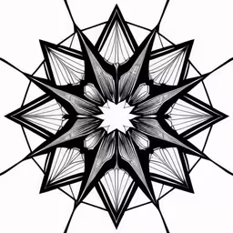an ornate pattern of black and white lines,an intricate geometric star in black and white,black and white graphic art of an abstract snowflake or star ornament,an abstract black and white snowflake in the shape of a star,an artistic flower in the middle of the page