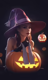 a 3d image of a girl in a witch costume