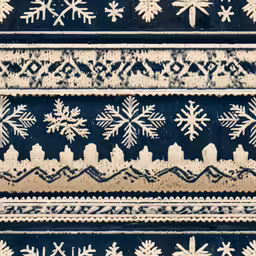 white snowflakes decorate an ugly pattern on a blue background