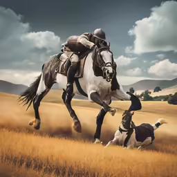 a person that is on a horse in the grass