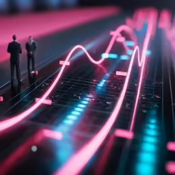 there are people standing on the tracks that are colored