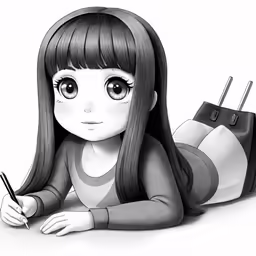 a drawing of a girl in a cartoon dress