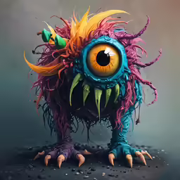 an image of a colorful monster standing still