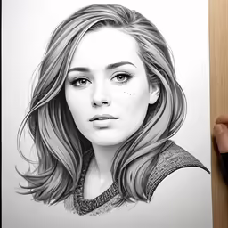a pencil drawing of a beautiful young woman