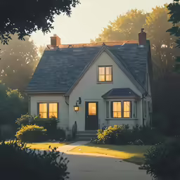 an image of a home setting during the evening hours