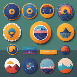 the different badges are on the wall,a bunch of different circular badges in various styles
