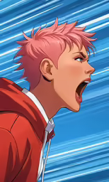 a young man yelling with his mouth wide open