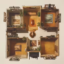 a tiny house in the middle of a miniature room