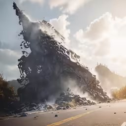 the structure that appears to be a train track with rocks