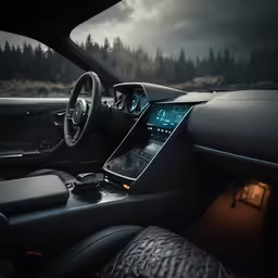 the dashboard and steering wheel in a car