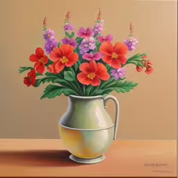 /tmp/FOOWxzujF.jpg = oil painting of a vase with colorful flowers in it
,/tmp/FOOWxzujF.jpg = painting of flowers in a vase on a table
,/tmp/FOOWxzujF.jpg = the painting depicts a vase with colorful flowers
,/tmp/FOOWxzujF.jpg = a painting of a vase with flowers in it
,/tmp/FOOWxzujF.jpg = the painting has red flowers inside of a white vase
,/tmp/FOOWxzujF.jpg = a painting of a vase with flowers on a table
,/tmp/FOOWxzujF.jpg = a painting of a white vase filled with lots of flowers
