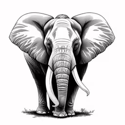 the drawing of an elephant with its tusks spread,a very big pretty elephant with tusks