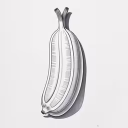 a drawing of a single banana on a white background