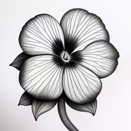drawing a flower from a black and white paper,the flower is drawing with pencil and pen
