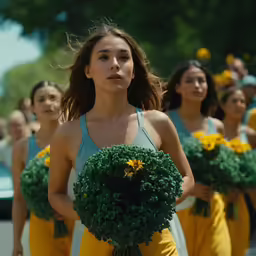 there are a lot of women with some flowers
