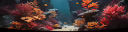 a fish - eye lens with the view of a coral reef