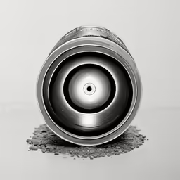 a high tech stainless steel object on a black and white background