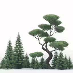 a green and black painting of two trees