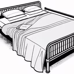 an illustration of a bed with two pillows