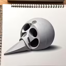 an open spiral note book with a drawing of a ball and its cover