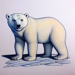 a drawing of a polar bear standing on the ground