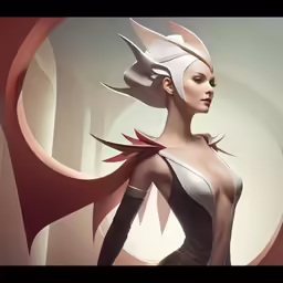 a woman wearing a futuristic suit and with white hair