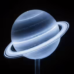 saturn from space with its rings illuminated in the light