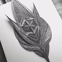 an abstract leaf design is on a piece of paper