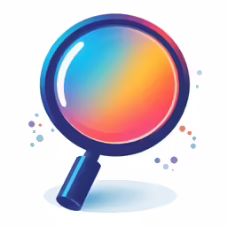 a colorful magnifying lens with a white background