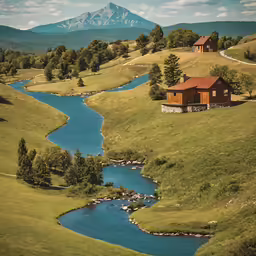 an old building sits in the middle of the mountain