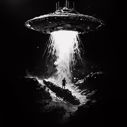 a large object in the sky with a star above