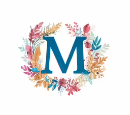 a letter that is surrounded by leaves and flowers