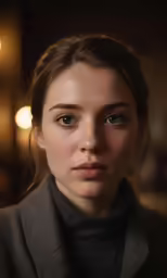 a painting of a young woman looking forward