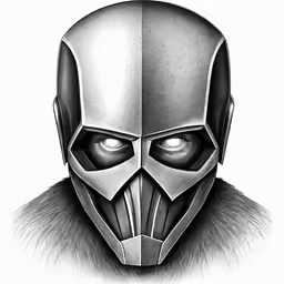 a drawing of a person wearing a mask