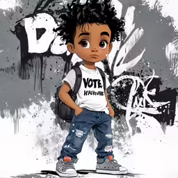 a drawing of a young boy with an afro