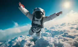 a person in white is on a parachute