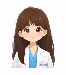an anime character with long brown hair in white coat