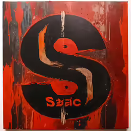 this is a large painting in the shape of a snake