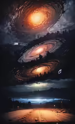 multiple photos of an earth and space themed