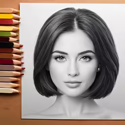 a pencil drawing of a beautiful woman with long hair