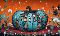 an abstract pumpkin sitting on top of a table