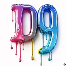 an artistic image of the letter o painted with rainbow colors